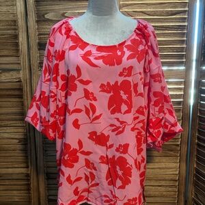 UmGee 2XL Pink and red floral blouse